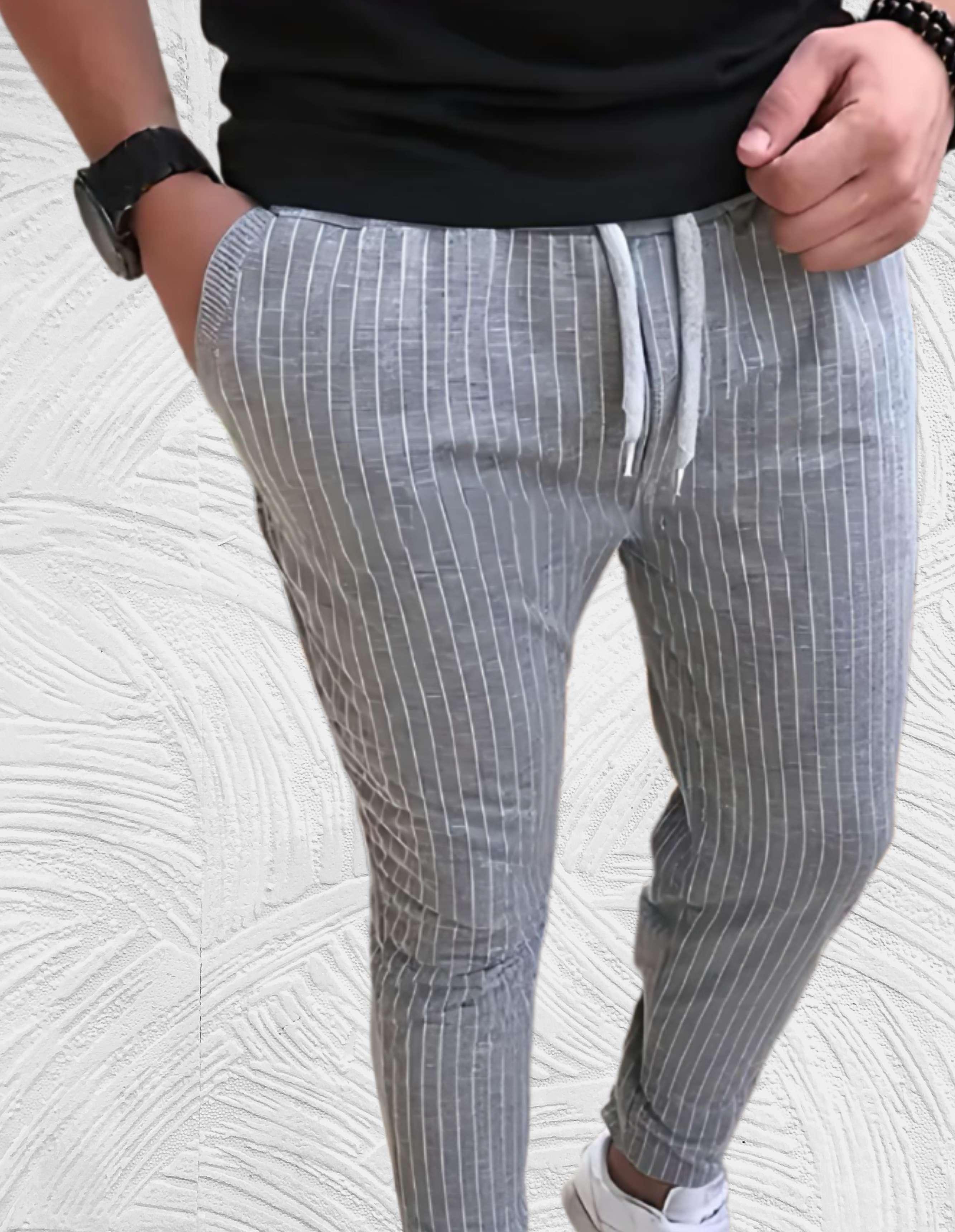 Alfred - Trouser comfortabele stretchy gestreepte designbroek voor heren - Miller-Mode