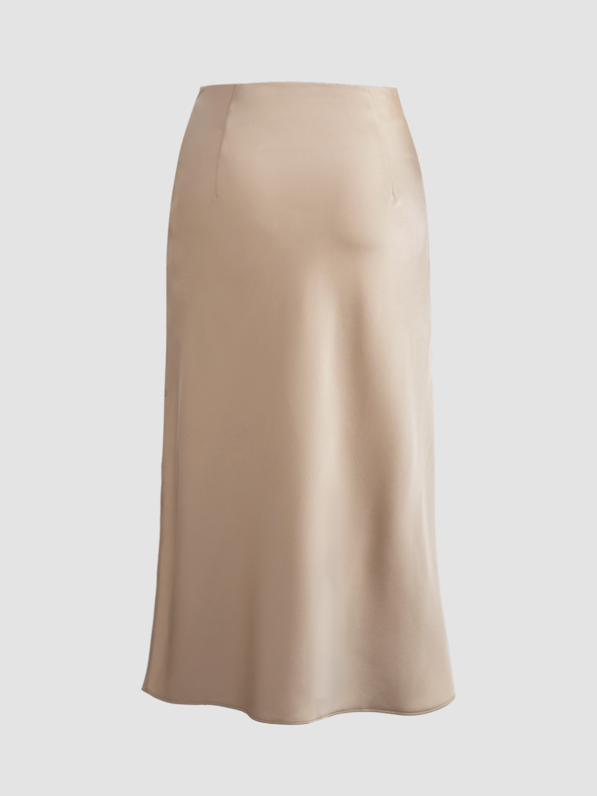 Cremet cappuccino satin midi-nederdel