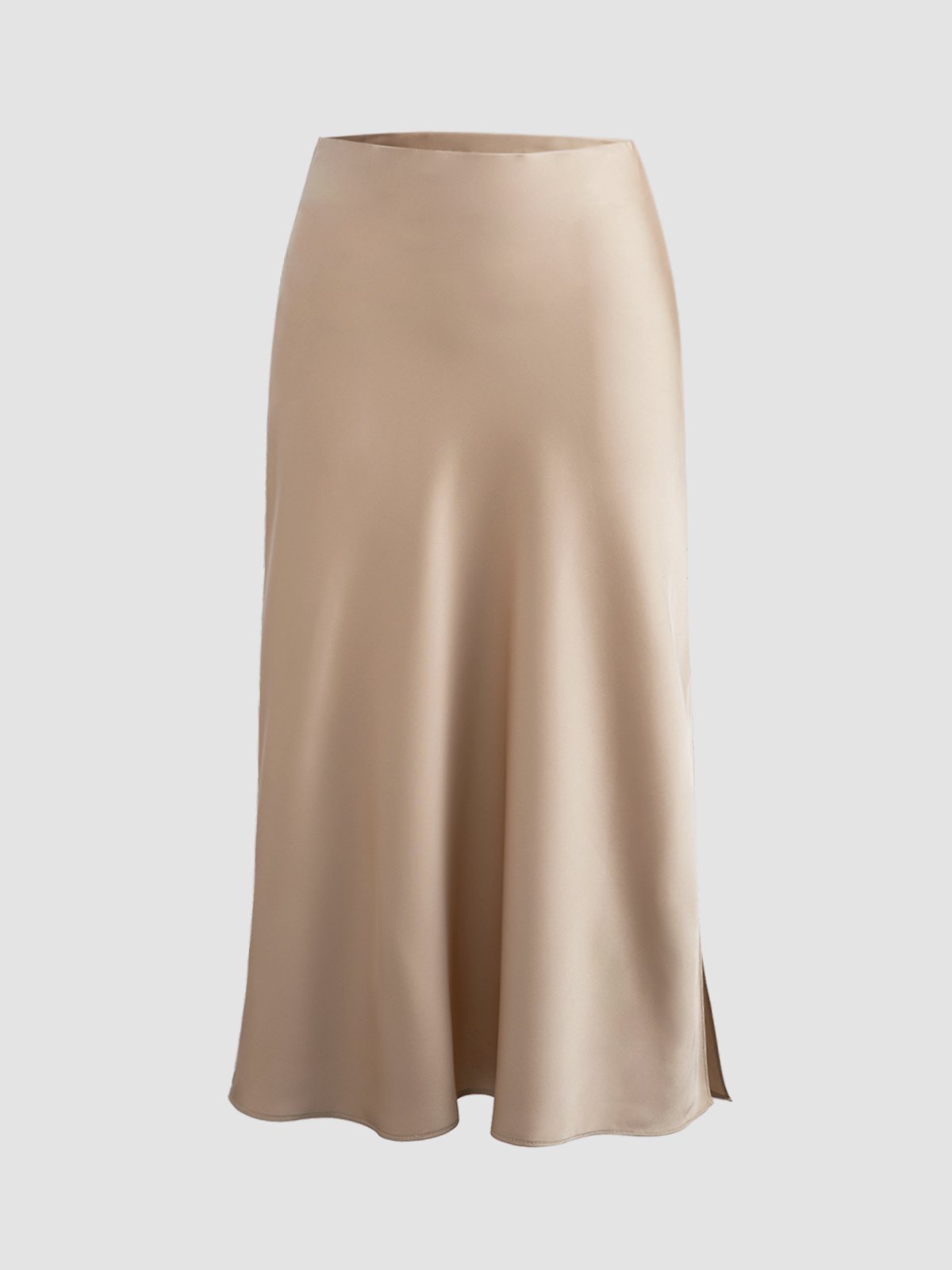 Cremet cappuccino satin midi-nederdel