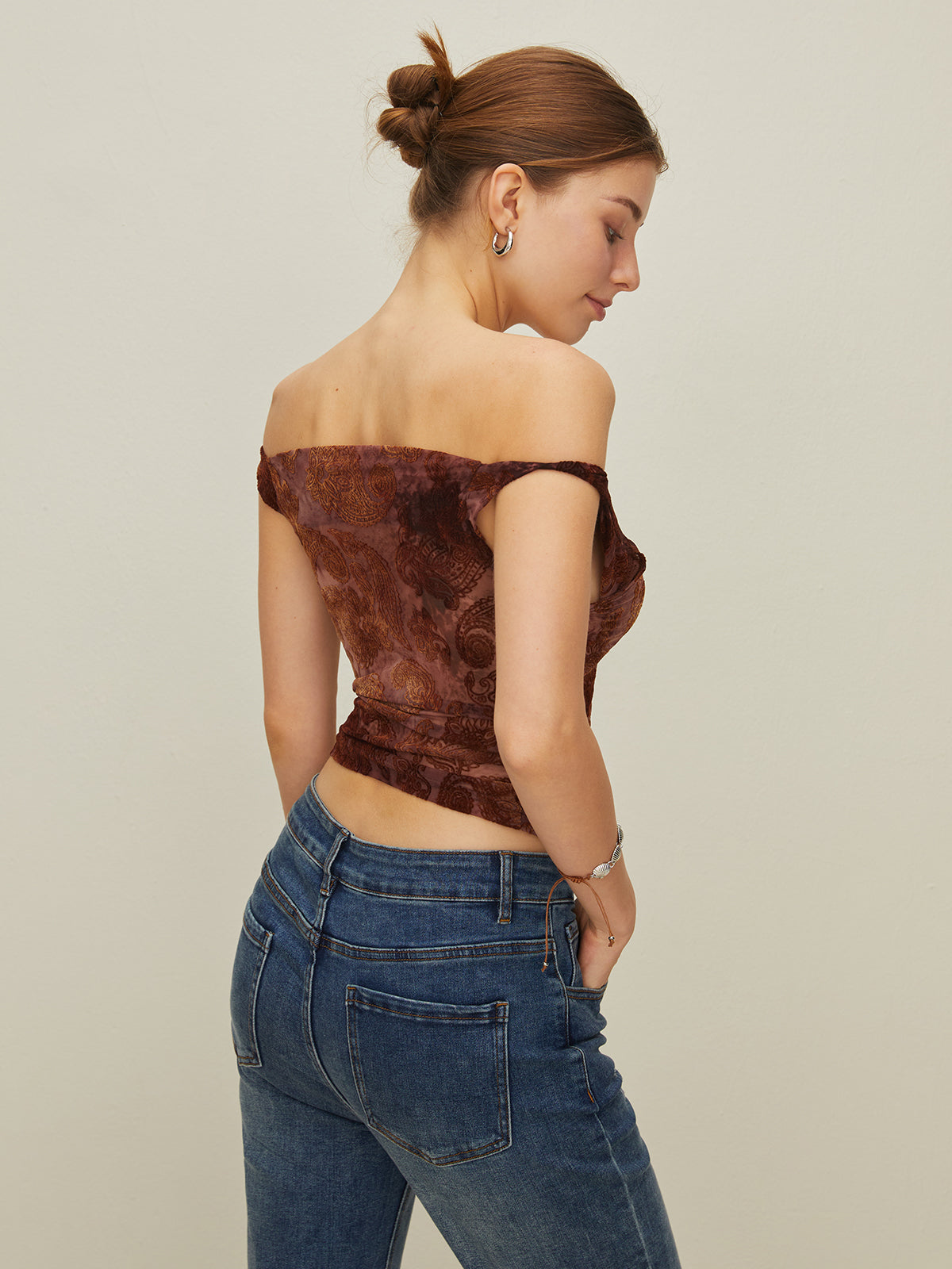 Printet off-the-shoulder tanktop