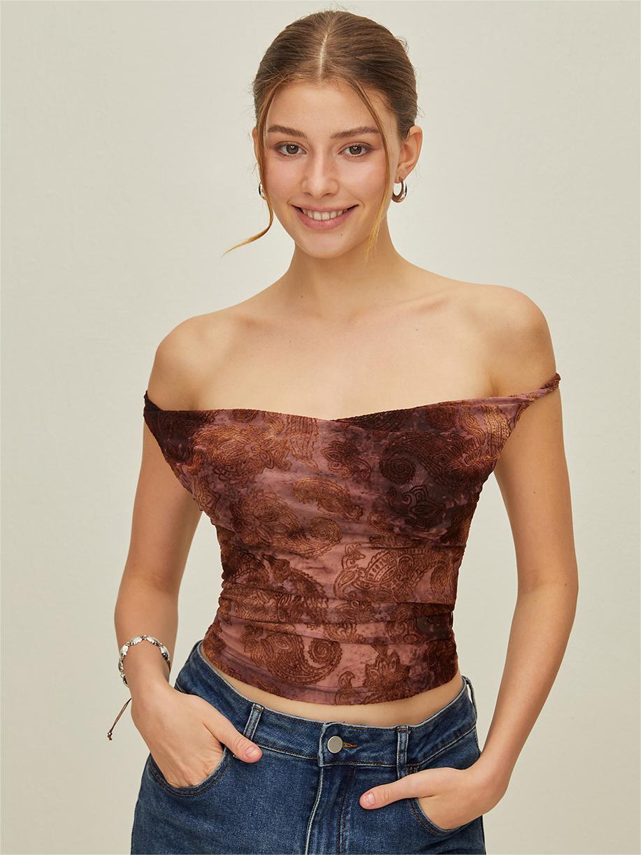 Printet off-the-shoulder tanktop