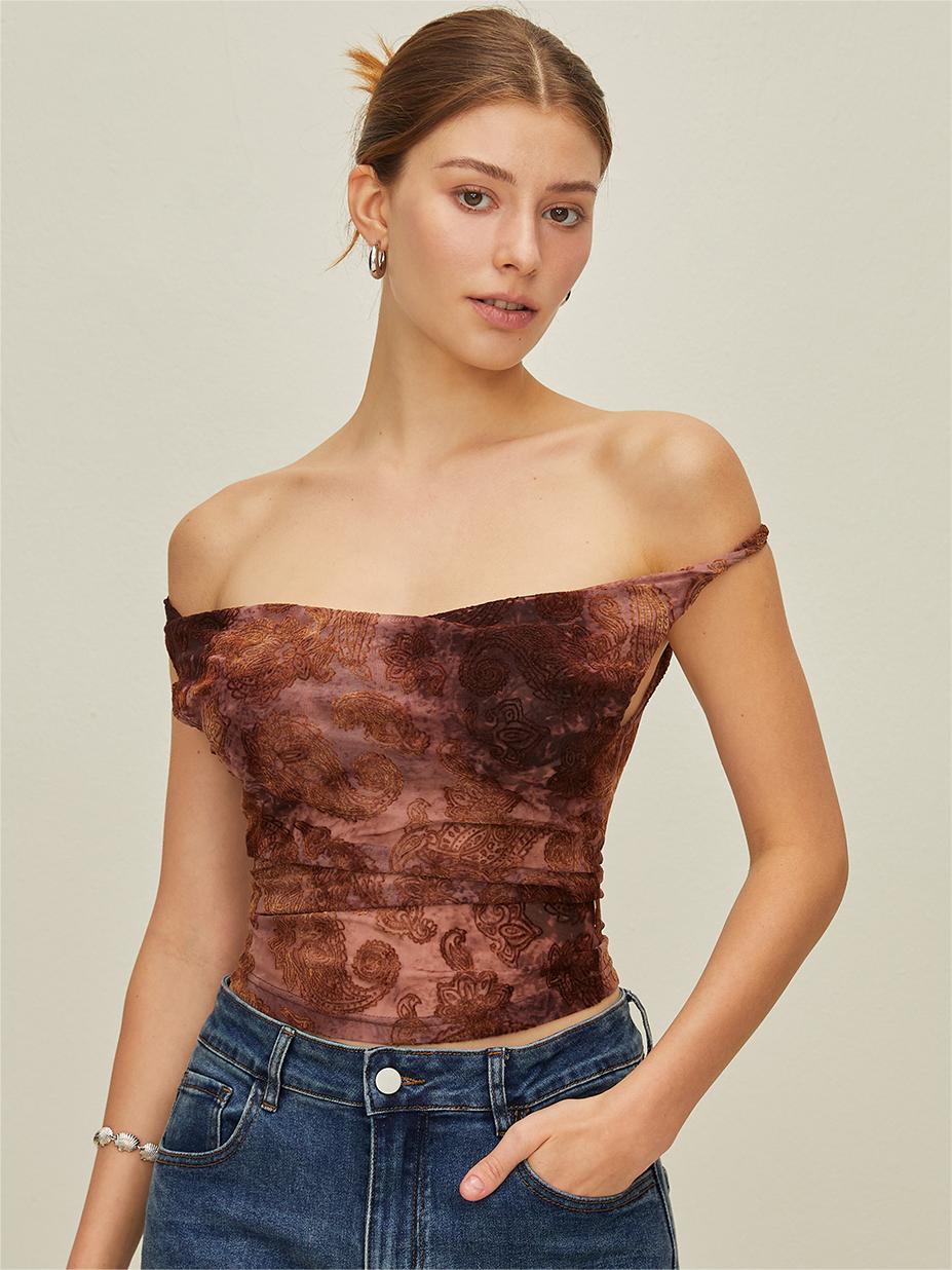 Printet off-the-shoulder tanktop