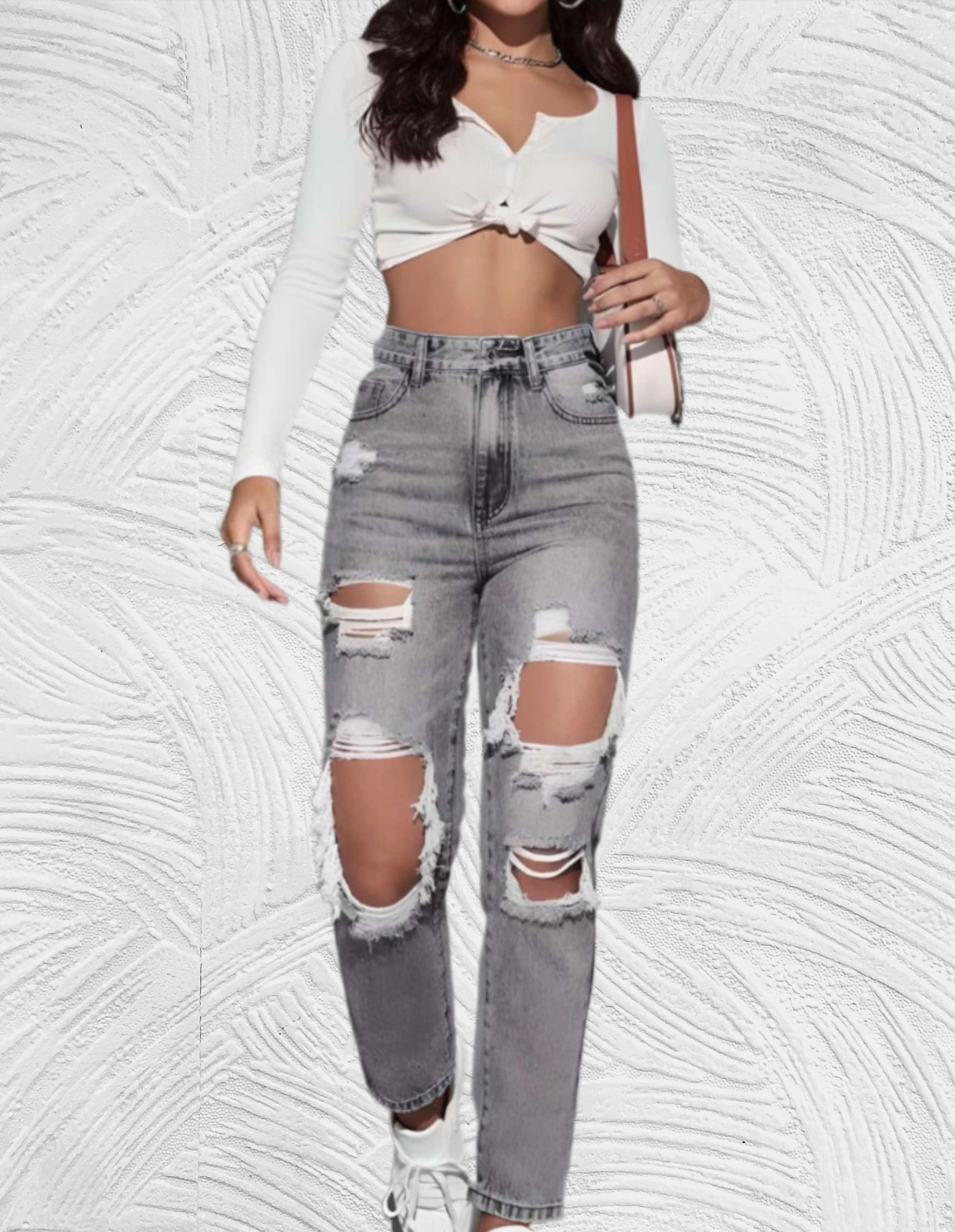 Lucy - Goed passende skinny jeans met gescheurd design en hoge taille - Miller-Mode